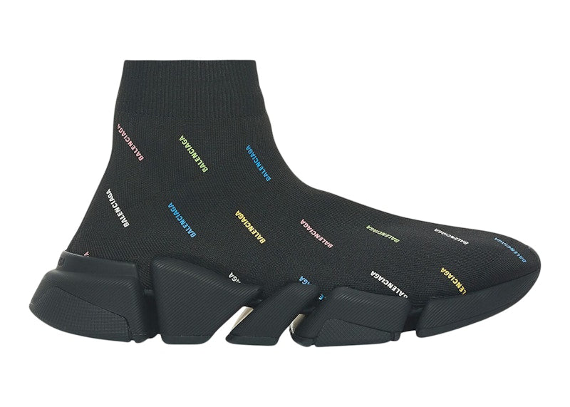 Balenciaga Speed 2.0 AllOver Logo Recycled Knit Black Multicolor (Women's)