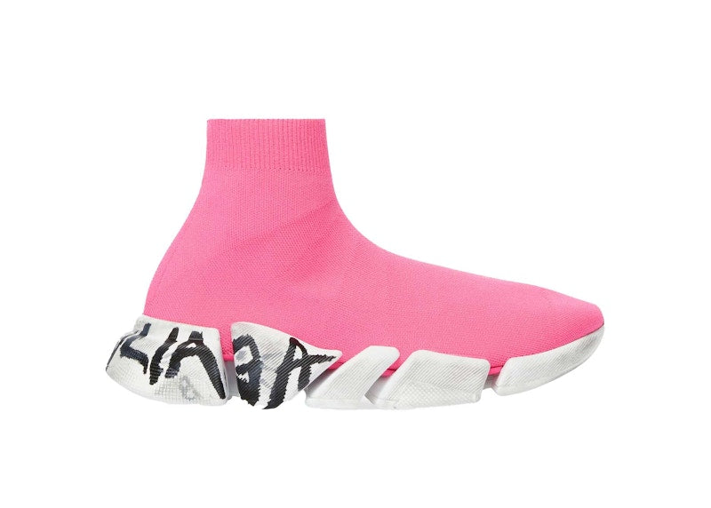 Balenciaga Speed 2.0 Graffiti Recycled Knit Fluo Pink (Women's)