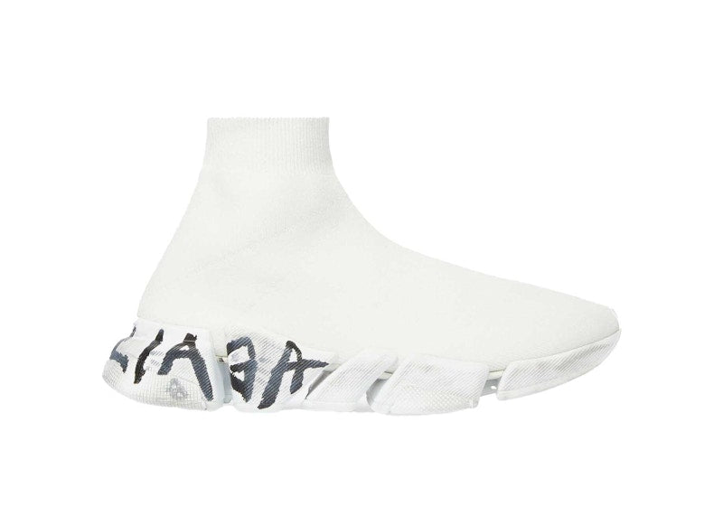 Balenciaga Speed 2.0 Graffiti Recycled Knit White (Women's)
