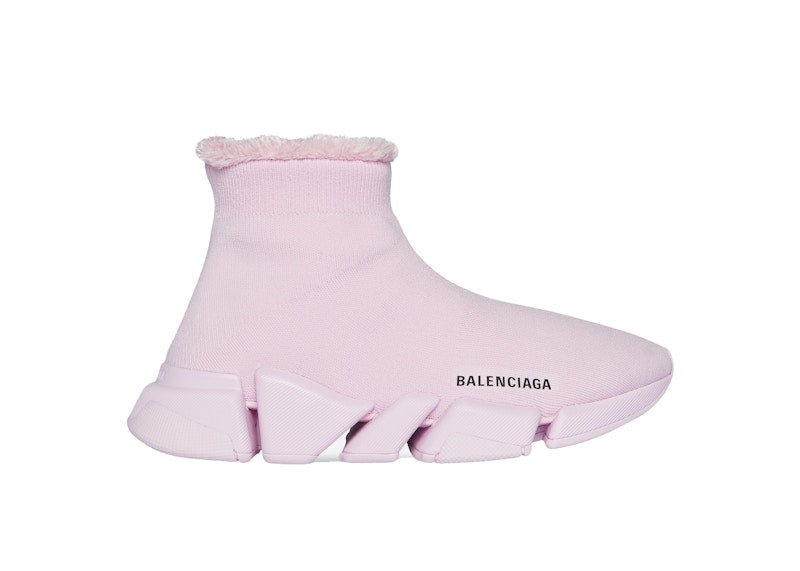 Balenciaga Speed 2.0 Recycled Knit Fake Fur Pink (Women's)