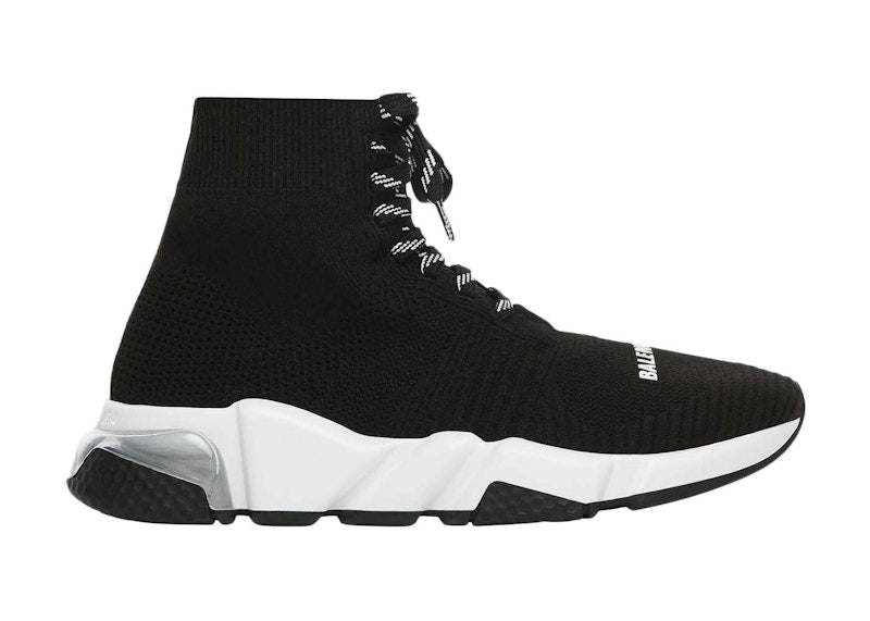 Balenciaga Speed Lace Up Clear Sole Black White (Women's)