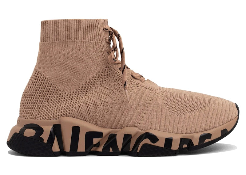 Balenciaga Speed Lace Up Graffiti Recycled Knit Graffiti Beige Black
