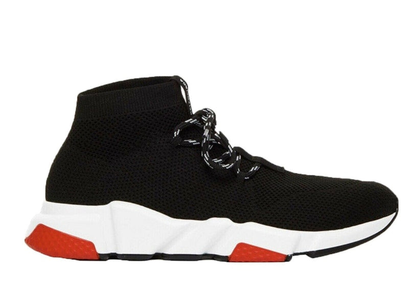 Balenciaga Speed Trainer Lace Up Black Black White Red