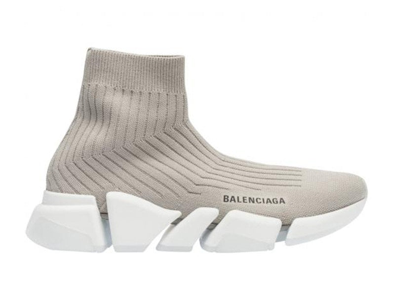 Balenciaga Speed Trainer Rib-Knit Light Gray (Women's)