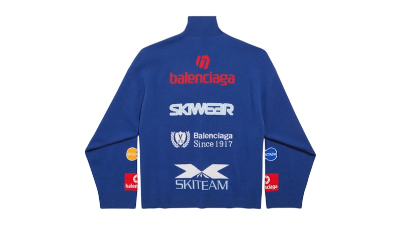 Balenciaga Sponsor Long Sleeve Turtleneck Sweater Blue