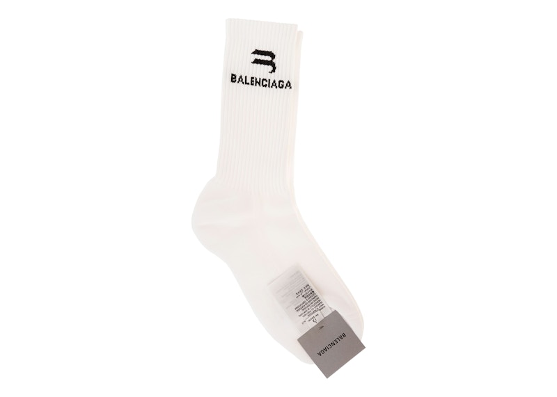 Balenciaga Sporty B Logo Socks White/Black