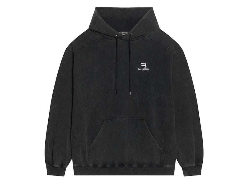 Balenciaga Sporty B Medium Fit Hoodie Black/White