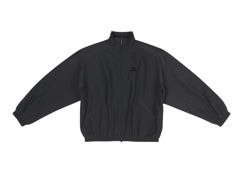 Balenciaga Sporty B Oversized Tracksuit Nylon Jacket Black/Black Logo