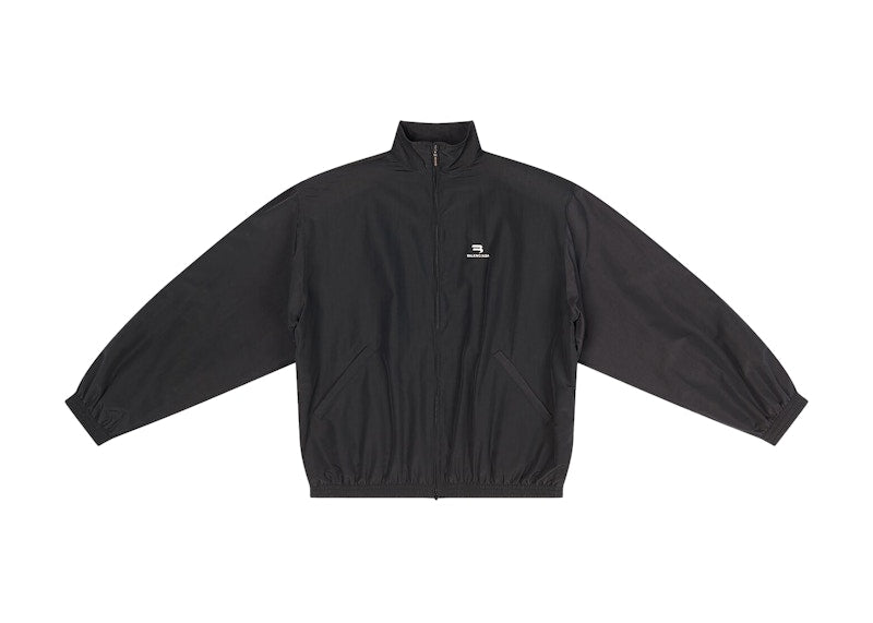 Balenciaga Sporty B Oversized Tracksuit Nylon Jacket Black/White Logo