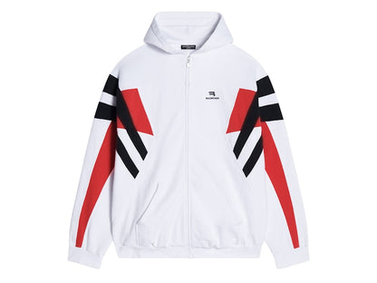 Balenciaga Sporty B Zip-Up Tracksuit Hoodie White/Red/Black