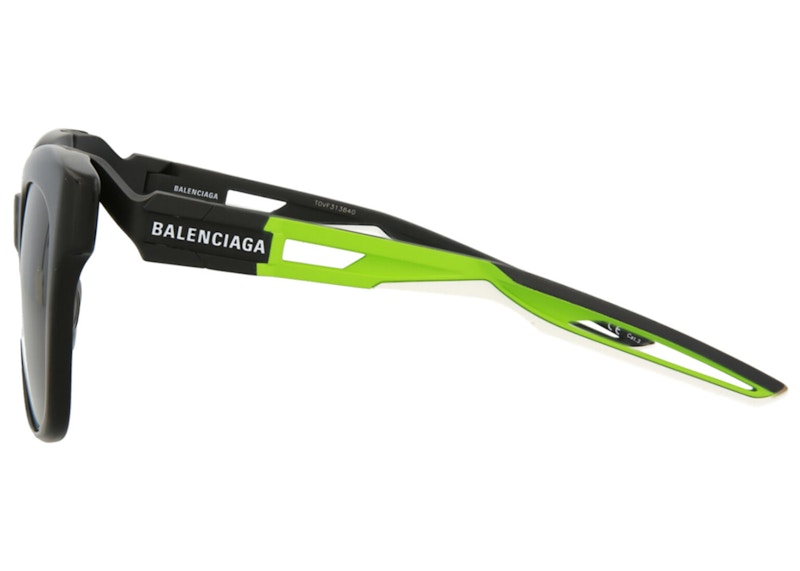 Balenciaga Square-Frame Acetate Sunglasses Black/Green/Grey (BB0025SA-30007768-004)