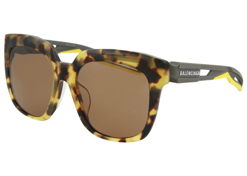 Balenciaga Square-Frame Acetate Sunglasses Havana/Grey/Brown (BB0025SA-30007768-005)