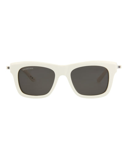 Balenciaga Square-Frame Acetate Sunglasses Ivory/Ivory/Grey (BB0161S-30011339-004)