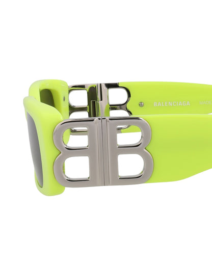 Balenciaga Square-Frame Acetate Sunglasses Yellow/Silver/Grey (BB0096S-30008871-008)