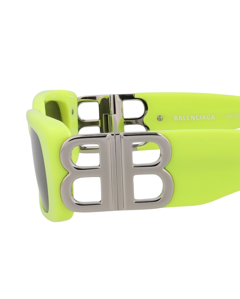 Balenciaga Square-Frame Acetate Sunglasses Yellow/Silver/Grey (BB0096S-30008871-008)