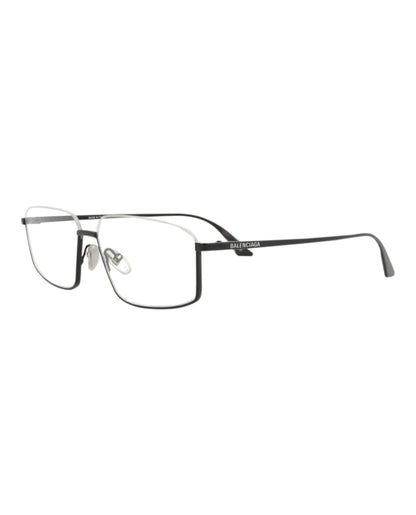 Balenciaga Square-Frame Metal Optical Frames Black Black Transparent (BB0143O-30010029-001)