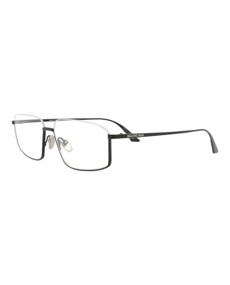 Balenciaga Square-Frame Metal Optical Frames Black Black Transparent (BB0143O-30010029-001)