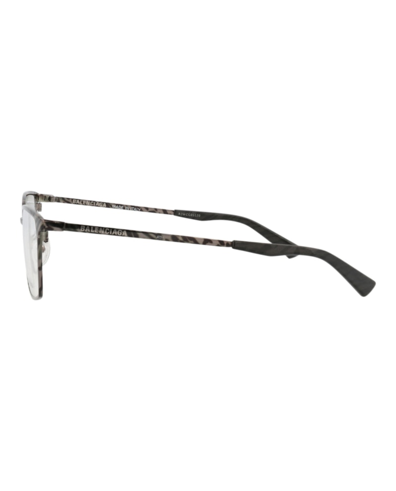 Balenciaga Square-Frame Metal Optical Frames Ruthenium Ruthenium Transparent (BB0085O-30008408-003)