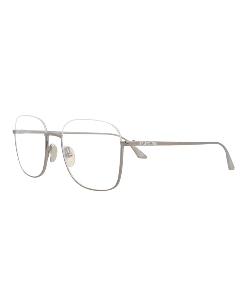 Balenciaga Square-Frame Metal Optical Frames Ruthenium Ruthenium Transparent (BB0144O-30010035-001)