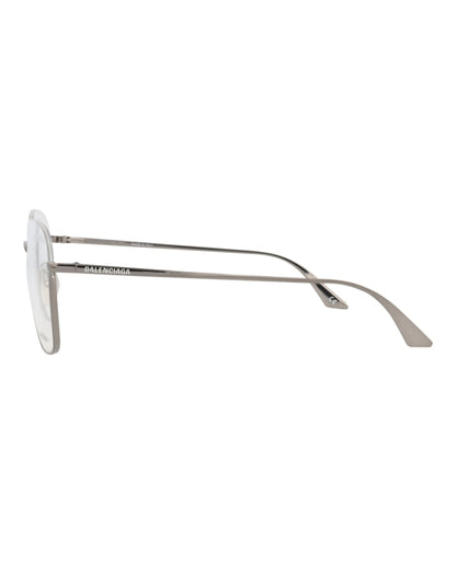Balenciaga Square-Frame Metal Optical Frames Ruthenium Ruthenium Transparent (BB0144O-30010035-001)