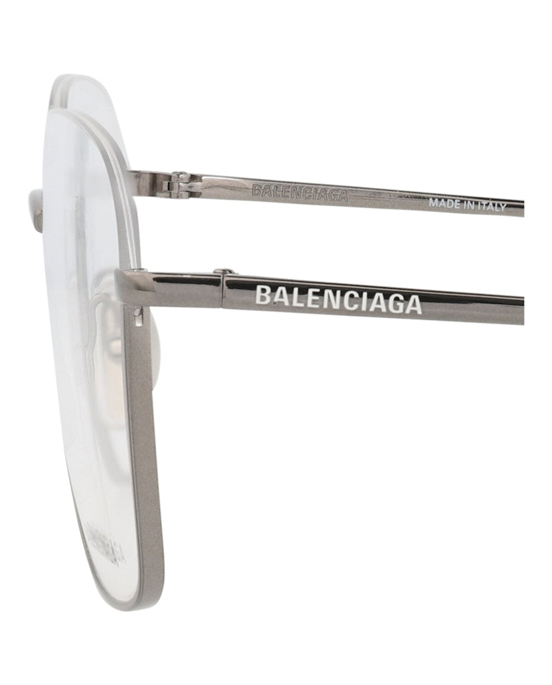 Balenciaga Square-Frame Metal Optical Frames Ruthenium Ruthenium Transparent (BB0144O-30010035-001)
