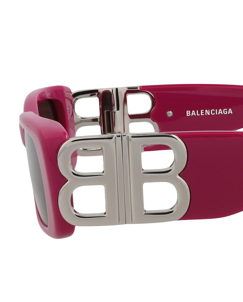 Balenciaga Square-Frame Recycled Acetate Sunglasses Fuchsia/Silver/Grey (BB0096S-30008871-016)