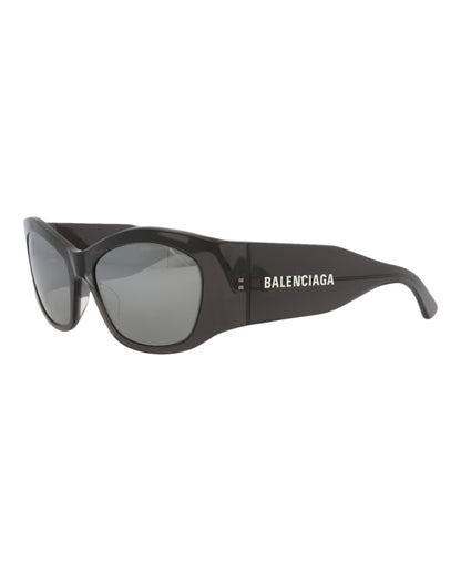 Balenciaga Square-Frame Recycled Acetate Sunglasses Grey Grey Silver (BB0329S-30014894-003)