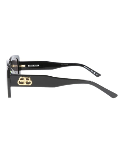 Balenciaga Square Rectangle Sunglasses Black/Black/Grey (BB0048S-30007965-001)