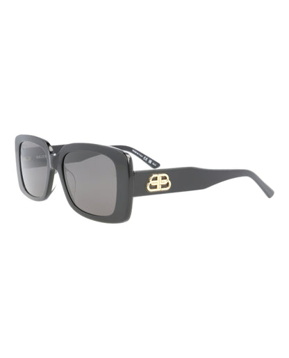 Balenciaga Square Rectangle Sunglasses Black/Black/Grey (BB0048S-30007965-001)