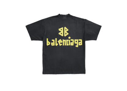 Balenciaga Tape Type Medium Fit T-shirt Black Faded