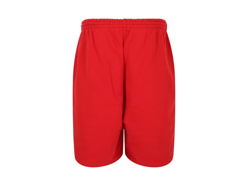 Balenciaga Terry Vintage Logo Sweat Shorts Bright Red