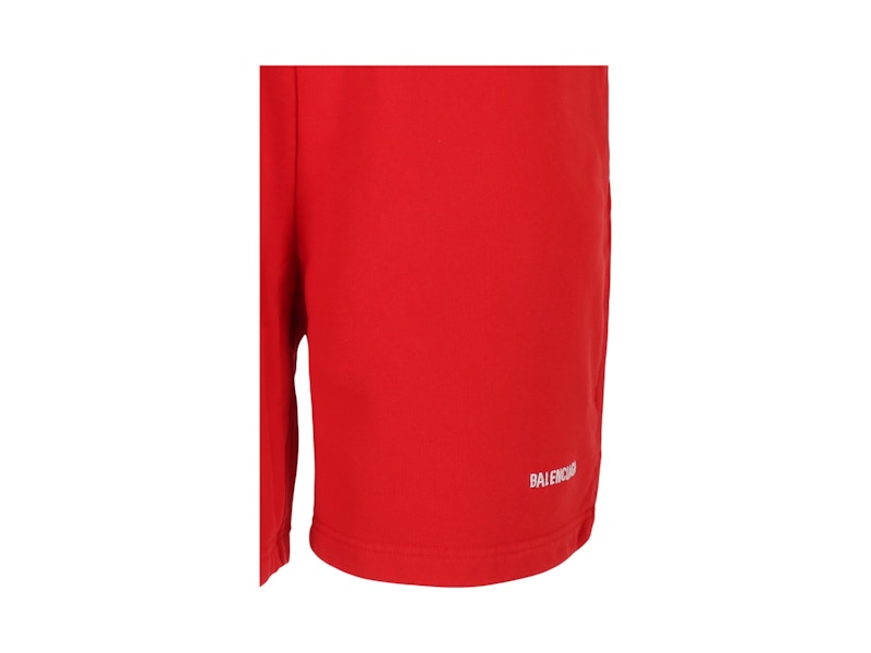 Balenciaga Terry Vintage Logo Sweat Shorts Bright Red