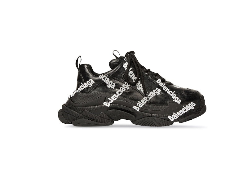Balenciaga Triple S All Over Logo Black White (Women's)