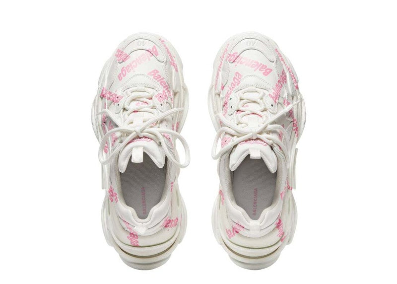 Balenciaga Triple S Logotype Trainers White Pink