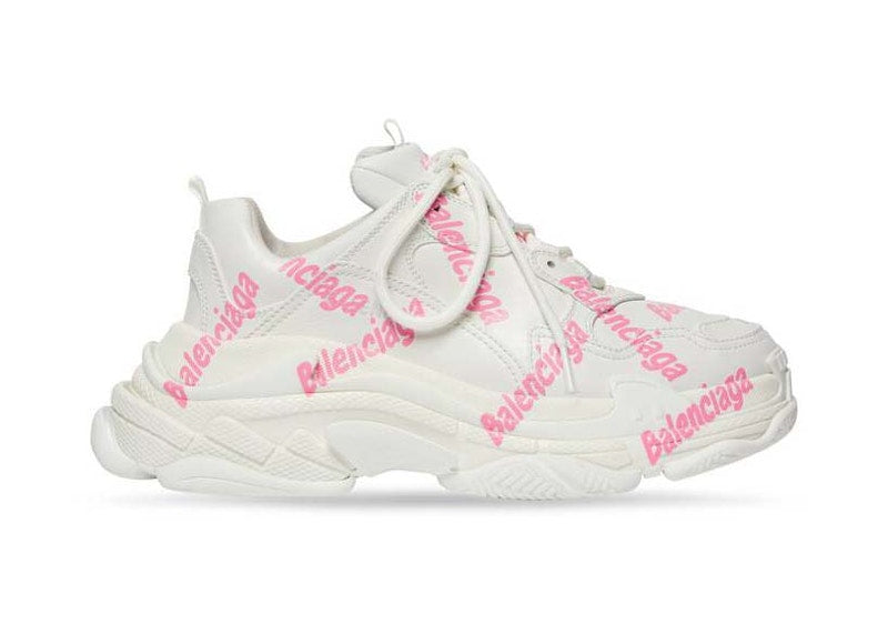 Balenciaga Triple S Logotype Trainers White Pink