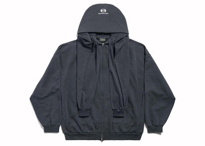 Balenciaga Unity Sports Icon Incognito Zip-Up Oversized Hoodie Dark Blue/White