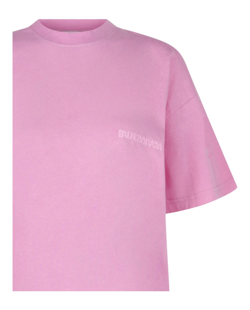 Balenciaga Upside Down Embroidered Logo T-shirt Pink