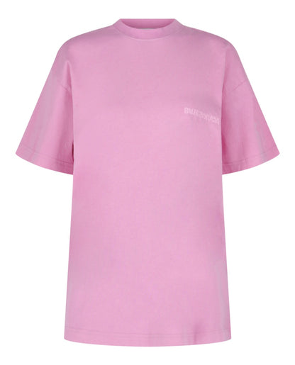 Balenciaga Upside Down Embroidered Logo T-shirt Pink