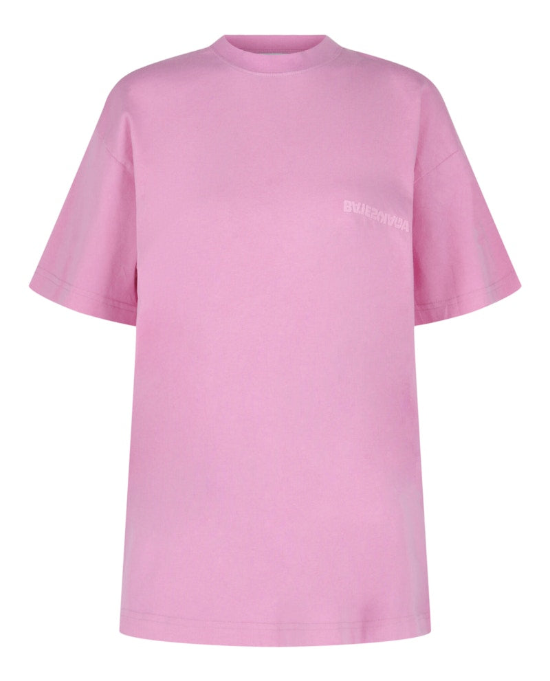 Balenciaga Upside Down Embroidered Logo T-shirt Pink