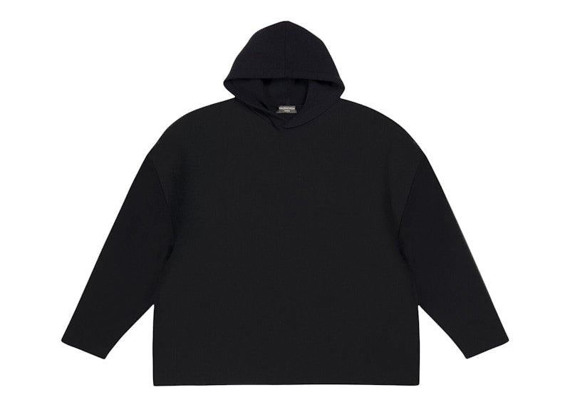 Balenciaga Viscose Compact Knit Hoodie Black