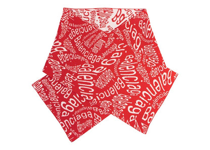 Balenciaga Wave Allover Logo Scarf Red/White