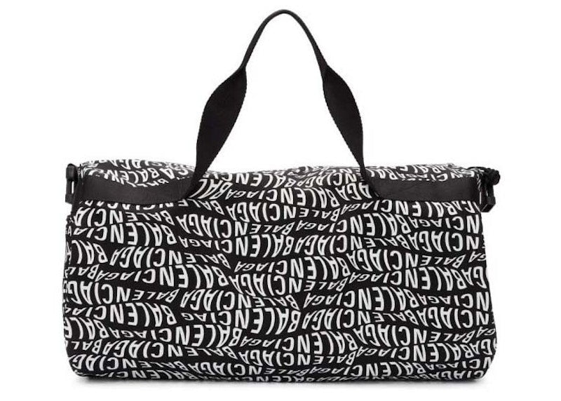 Balenciaga Wave Logo Gym Bag Black/White