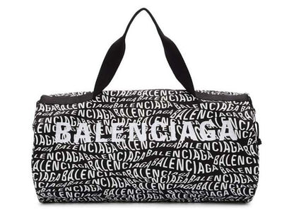 Balenciaga Wave Logo Gym Bag Black/White