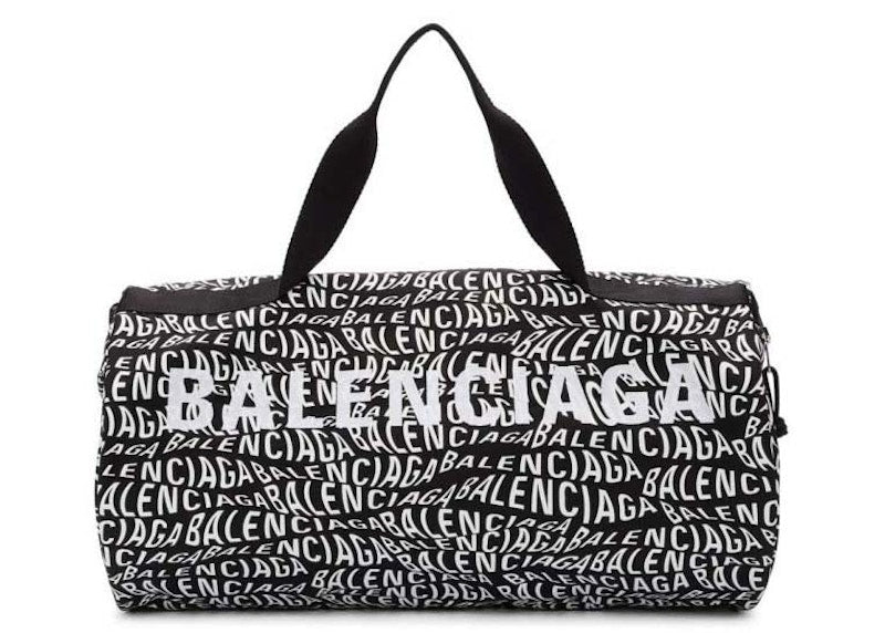Balenciaga Wave Logo Gym Bag Black/White