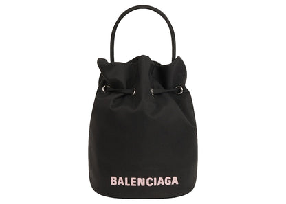 Balenciaga Wheel XS Drawstring Bucket Bag Black