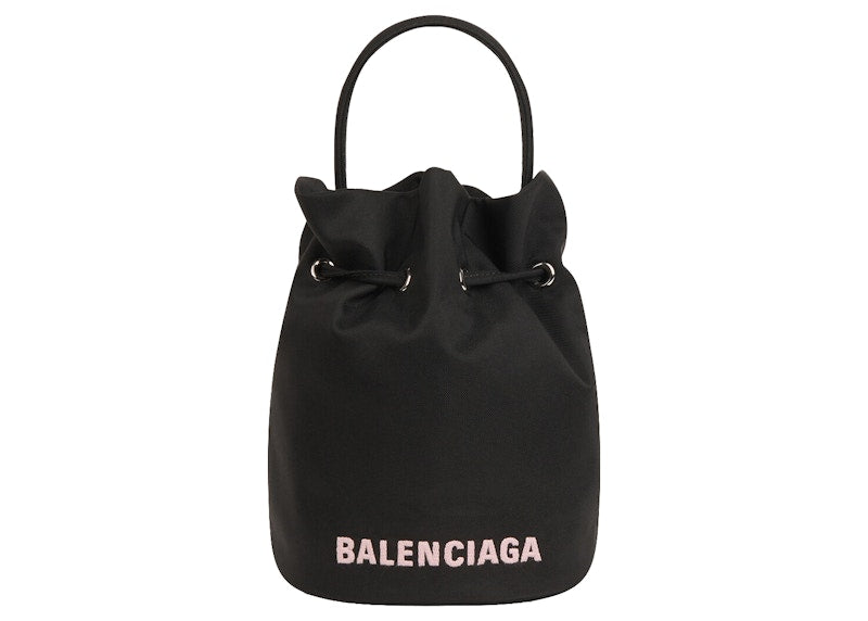 Balenciaga Wheel XS Drawstring Bucket Bag Black