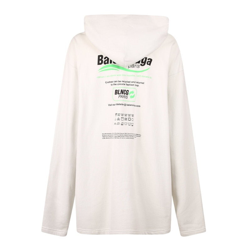 Balenciaga Women Dry Cleaning Boxy Hoodie White