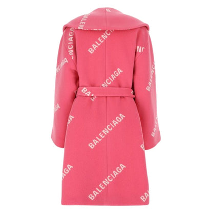 Balenciaga Women Printed Wool Blend Coat Pink