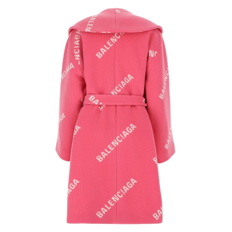Balenciaga Women Printed Wool Blend Coat Pink
