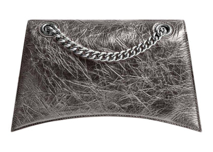 Balenciaga Women's Crush Small Chain Bag Metallized Dark Grey